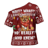 Chihuahua Attitude Christmas Cross Shoulder Shirt Xmas Holiday Patterns - Wonder Print Shop