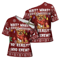 Chihuahua Attitude Christmas Cross Shoulder Shirt Xmas Holiday Patterns - Wonder Print Shop