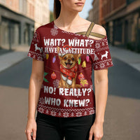 Chihuahua Attitude Christmas Cross Shoulder Shirt Xmas Holiday Patterns - Wonder Print Shop
