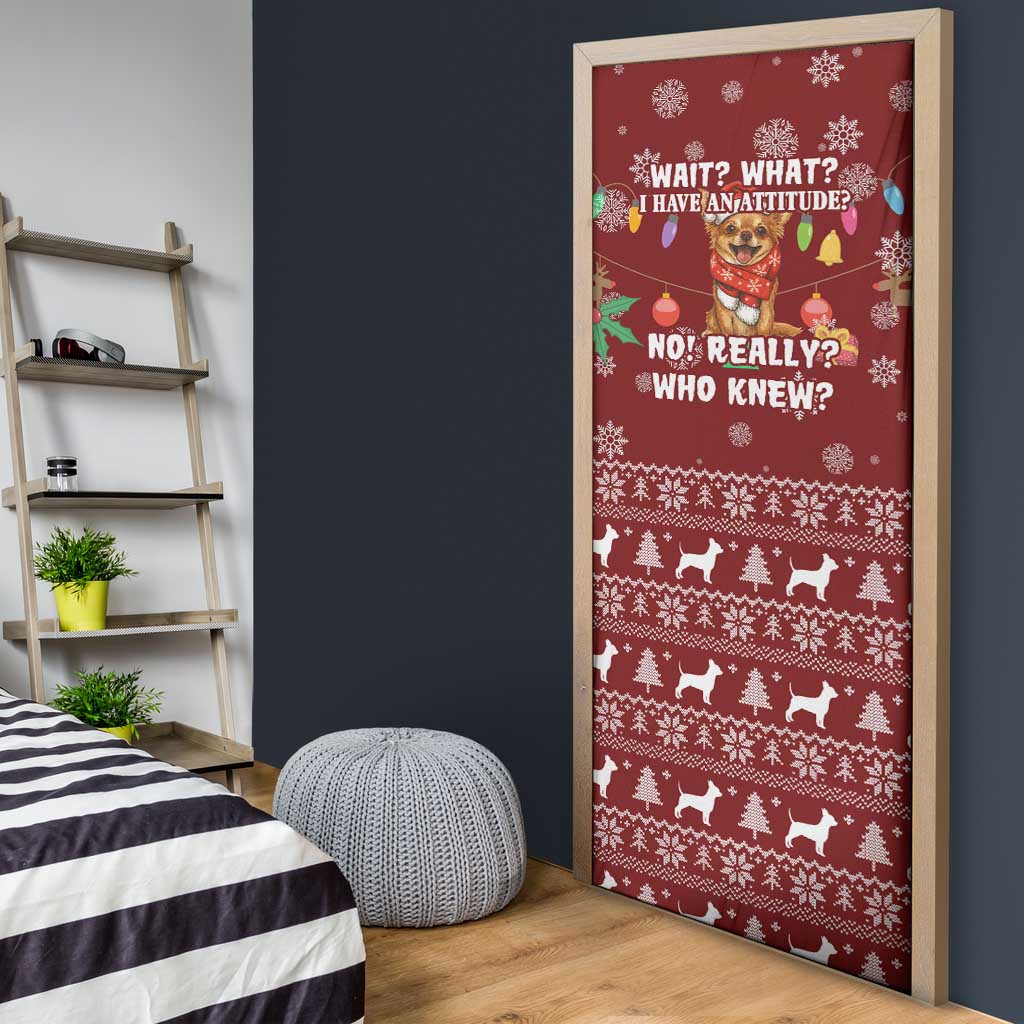 Chihuahua Attitude Christmas Door Cover Xmas Holiday Patterns - Wonder Print Shop
