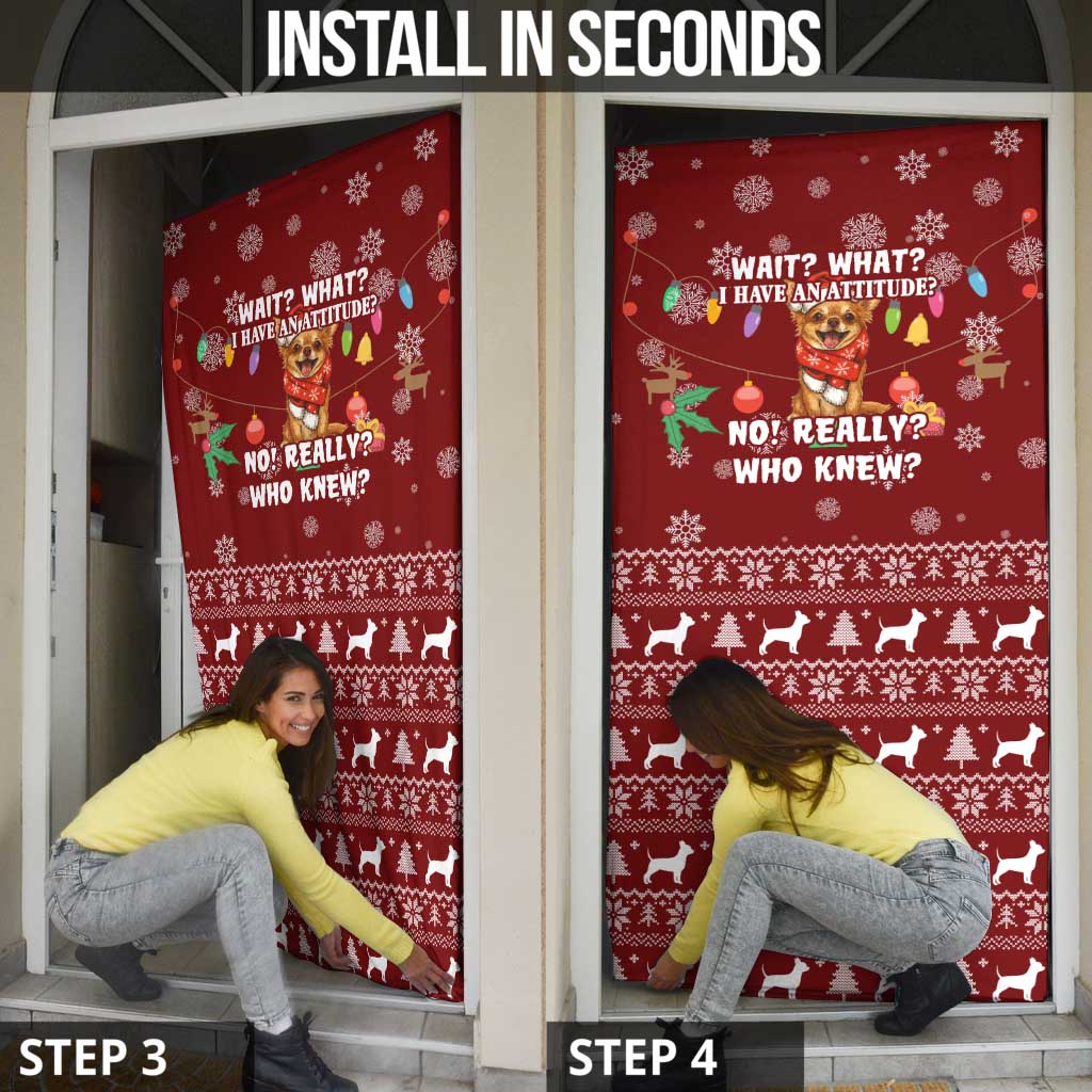 Chihuahua Attitude Christmas Door Cover Xmas Holiday Patterns - Wonder Print Shop