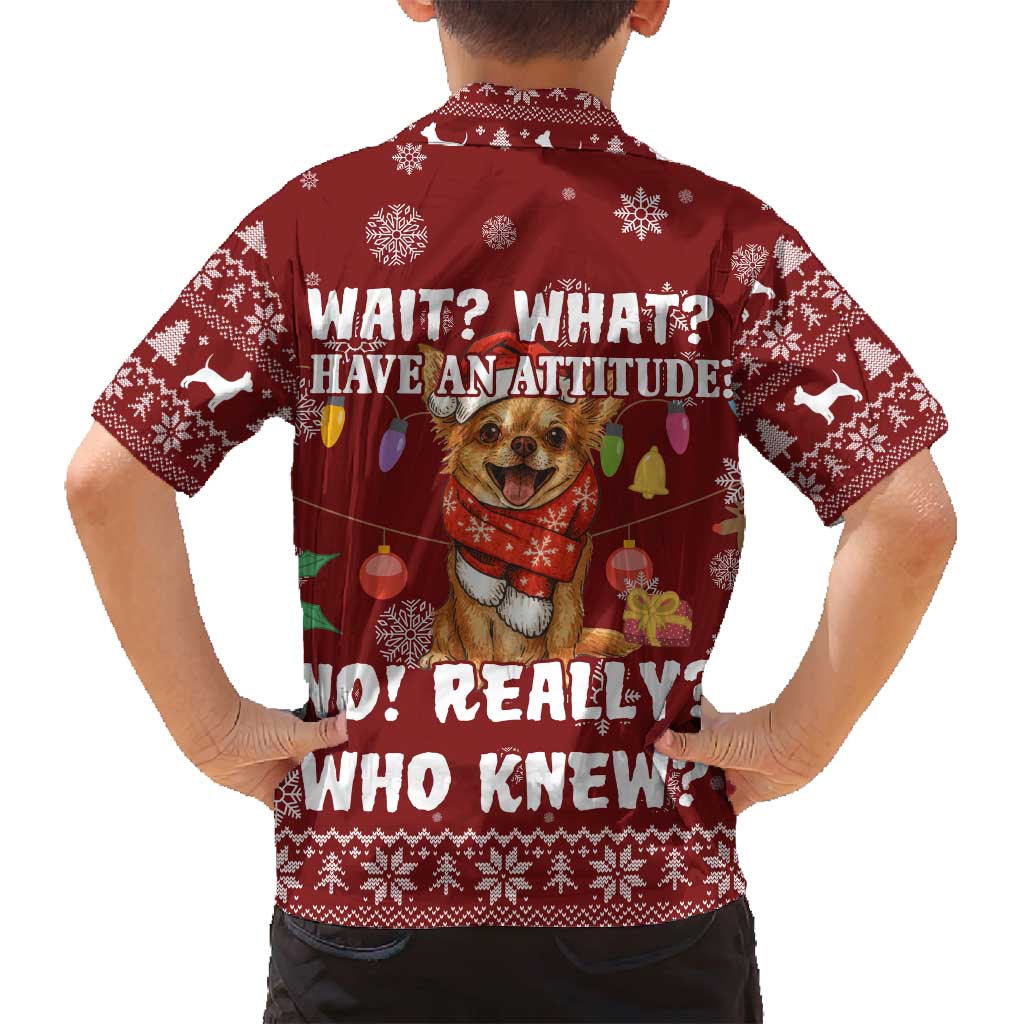 Chihuahua Attitude Christmas Family Matching Long Sleeve Bodycon Dress and Hawaiian Shirt Xmas Holiday Patterns - Wonder Print Shop