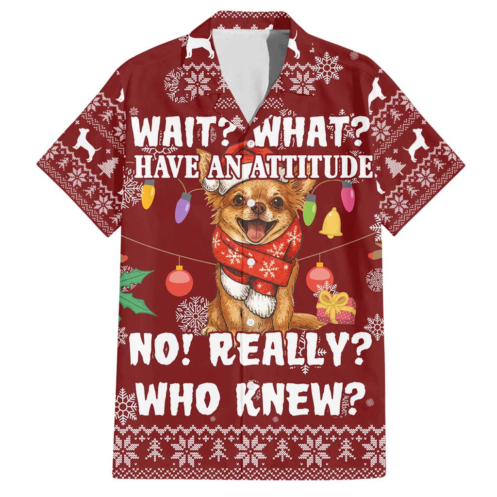 Chihuahua Attitude Christmas Family Matching Long Sleeve Bodycon Dress and Hawaiian Shirt Xmas Holiday Patterns - Wonder Print Shop