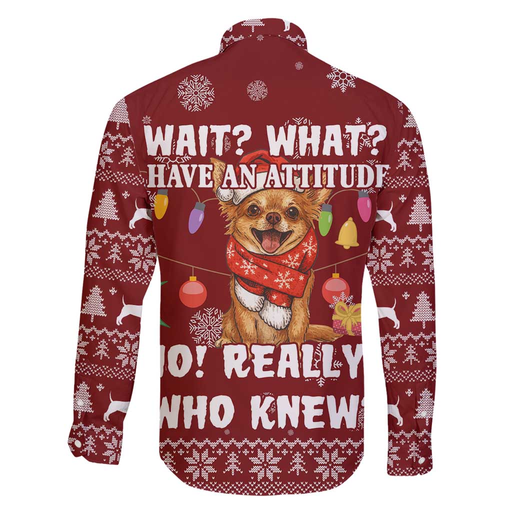 Chihuahua Attitude Christmas Family Matching Long Sleeve Bodycon Dress and Hawaiian Shirt Xmas Holiday Patterns - Wonder Print Shop