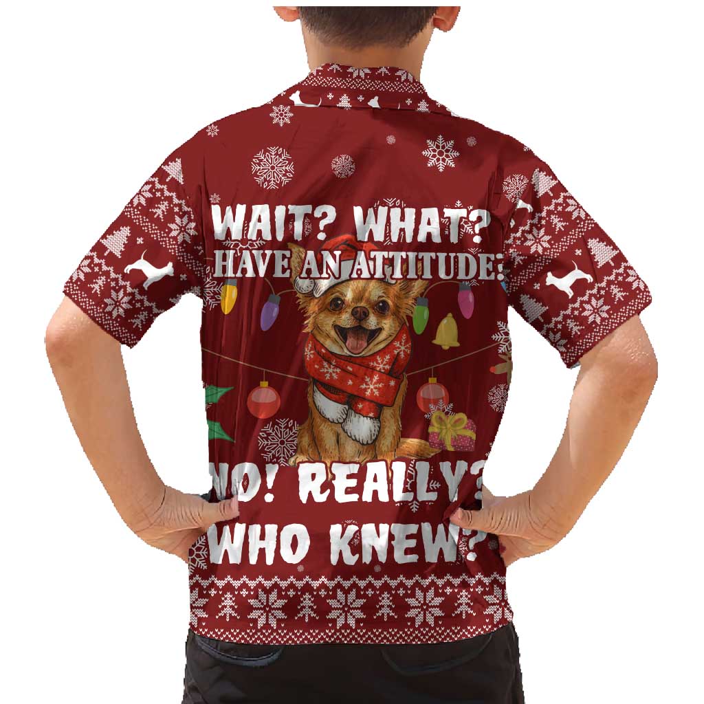Chihuahua Attitude Christmas Family Matching Mermaid Dress and Hawaiian Shirt Xmas Holiday Patterns - Wonder Print Shop