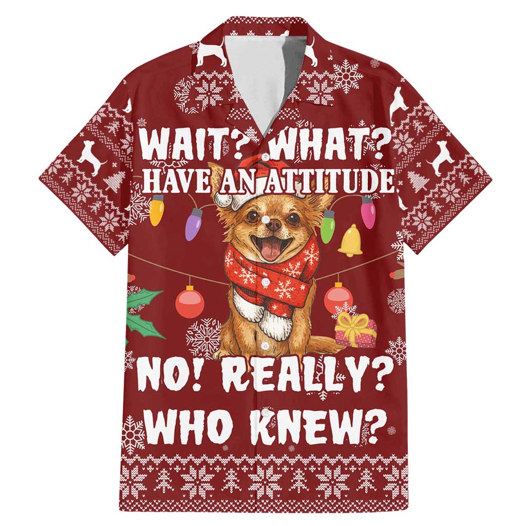 Chihuahua Attitude Christmas Family Matching Mermaid Dress and Hawaiian Shirt Xmas Holiday Patterns - Wonder Print Shop