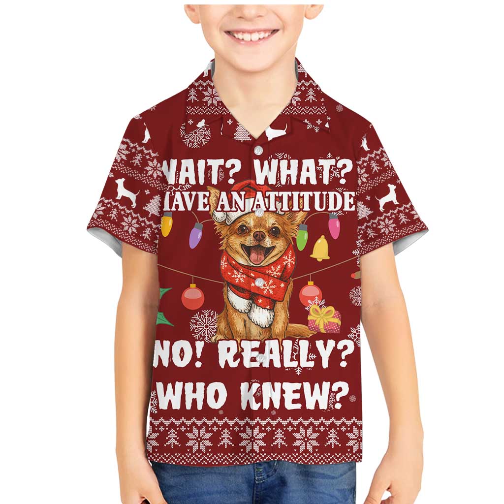 Chihuahua Attitude Christmas Family Matching Mermaid Dress and Hawaiian Shirt Xmas Holiday Patterns - Wonder Print Shop