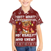 Chihuahua Attitude Christmas Family Matching Off The Shoulder Long Sleeve Dress and Hawaiian Shirt Xmas Holiday Patterns - Wonder Print Shop