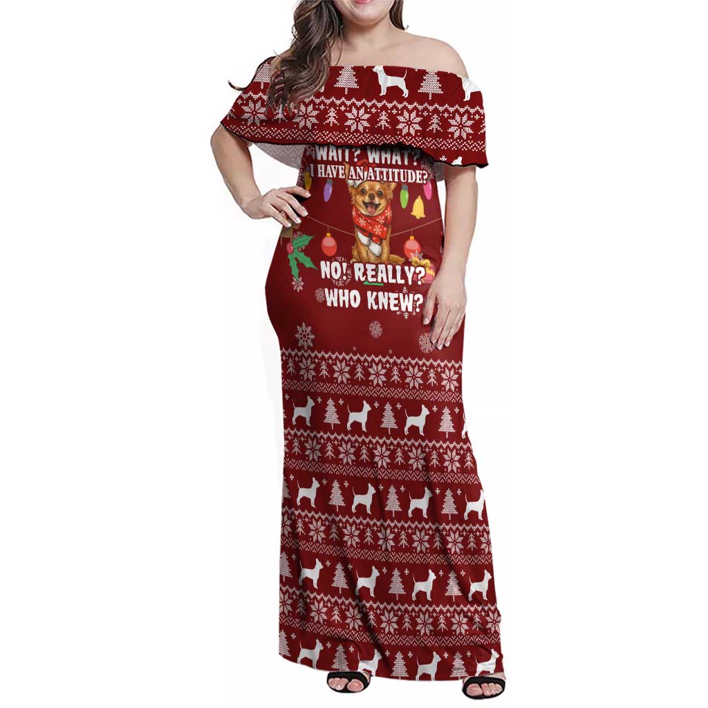 Chihuahua Attitude Christmas Family Matching Off Shoulder Maxi Dress and Hawaiian Shirt Xmas Holiday Patterns - Wonder Print Shop
