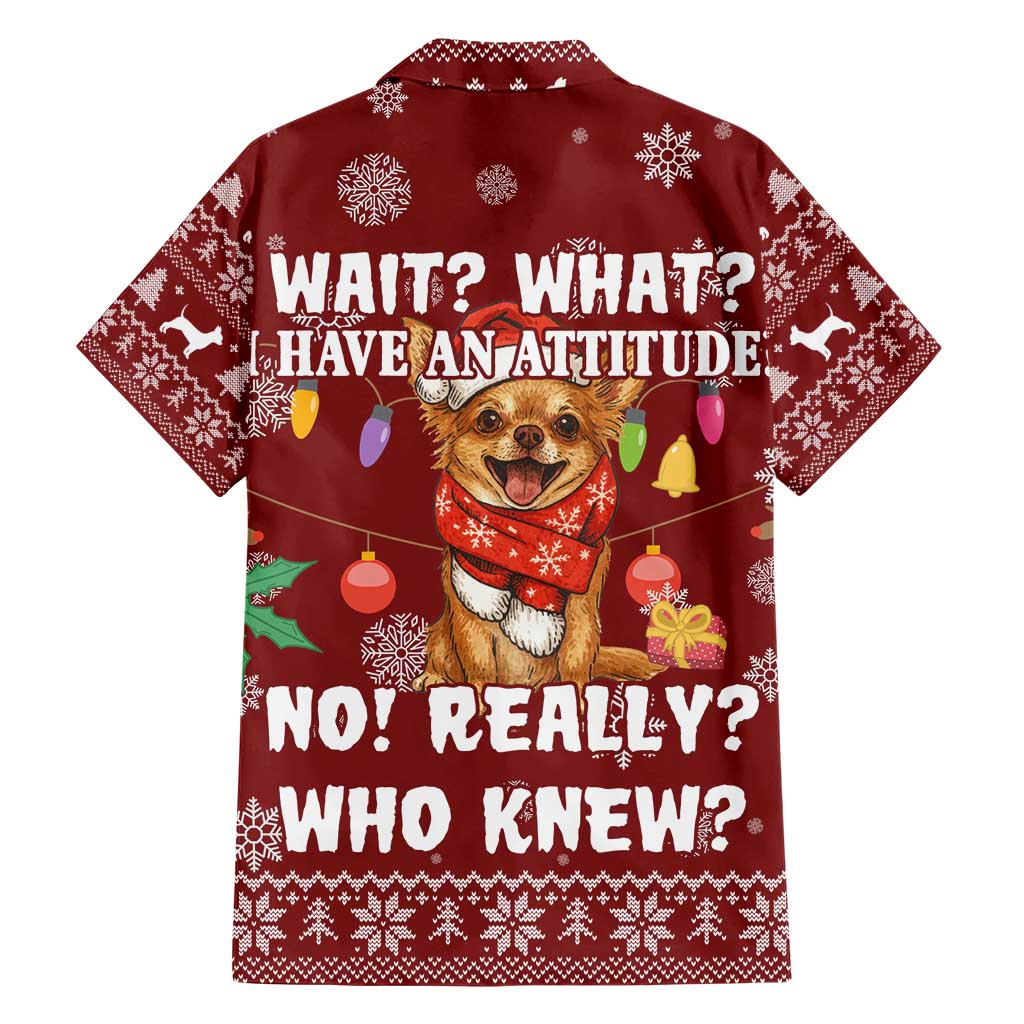 Chihuahua Attitude Christmas Family Matching Short Sleeve Bodycon Dress and Hawaiian Shirt Xmas Holiday Patterns - Wonder Print Shop