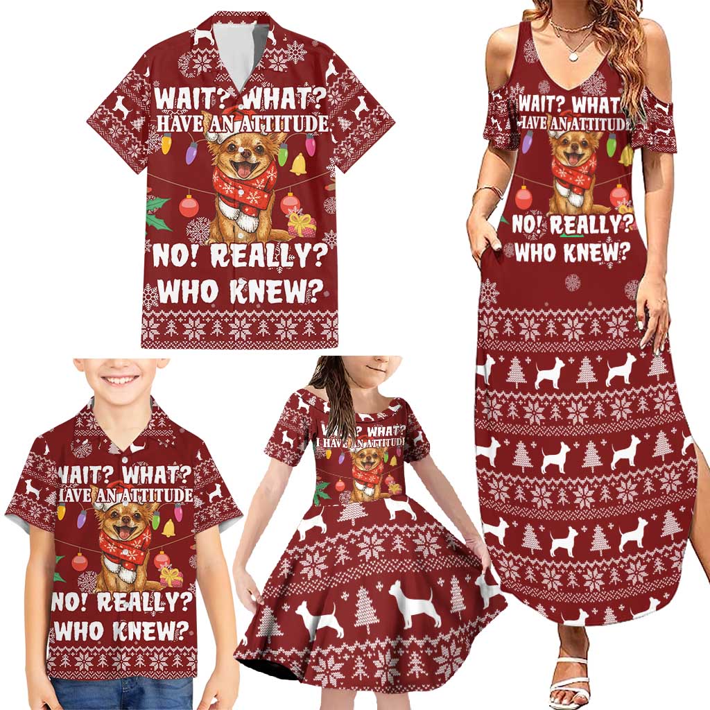 Chihuahua Attitude Christmas Family Matching Summer Maxi Dress and Hawaiian Shirt Xmas Holiday Patterns - Wonder Print Shop