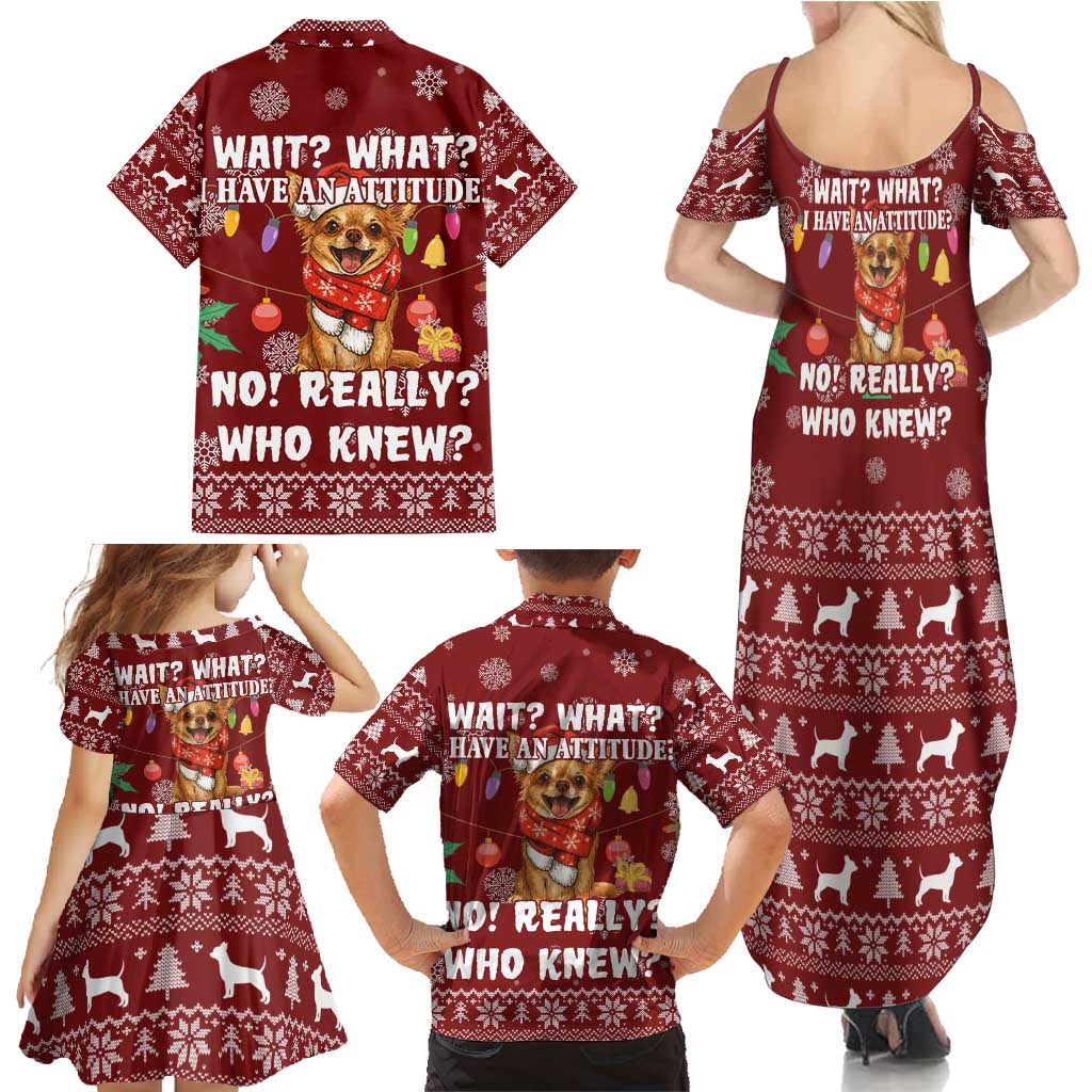 Chihuahua Attitude Christmas Family Matching Summer Maxi Dress and Hawaiian Shirt Xmas Holiday Patterns - Wonder Print Shop