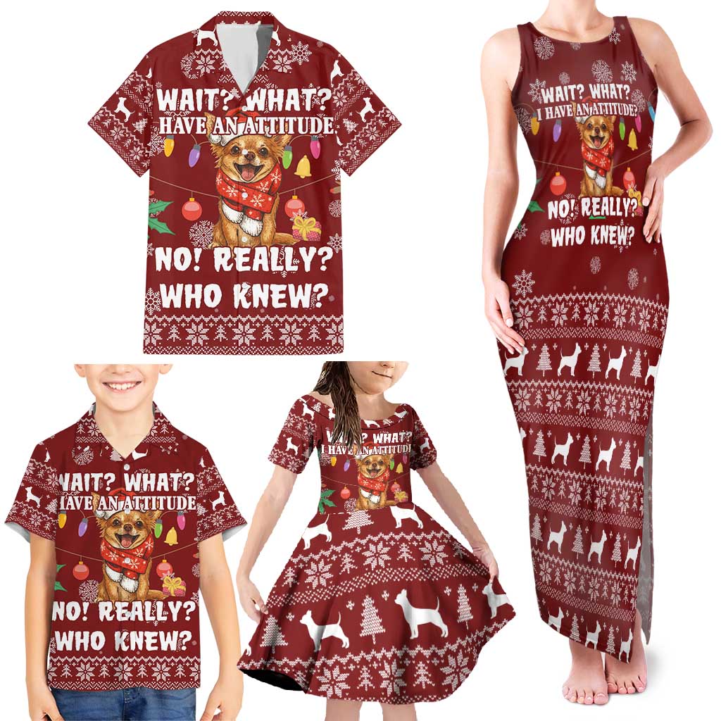 Chihuahua Attitude Christmas Family Matching Tank Maxi Dress and Hawaiian Shirt Xmas Holiday Patterns - Wonder Print Shop