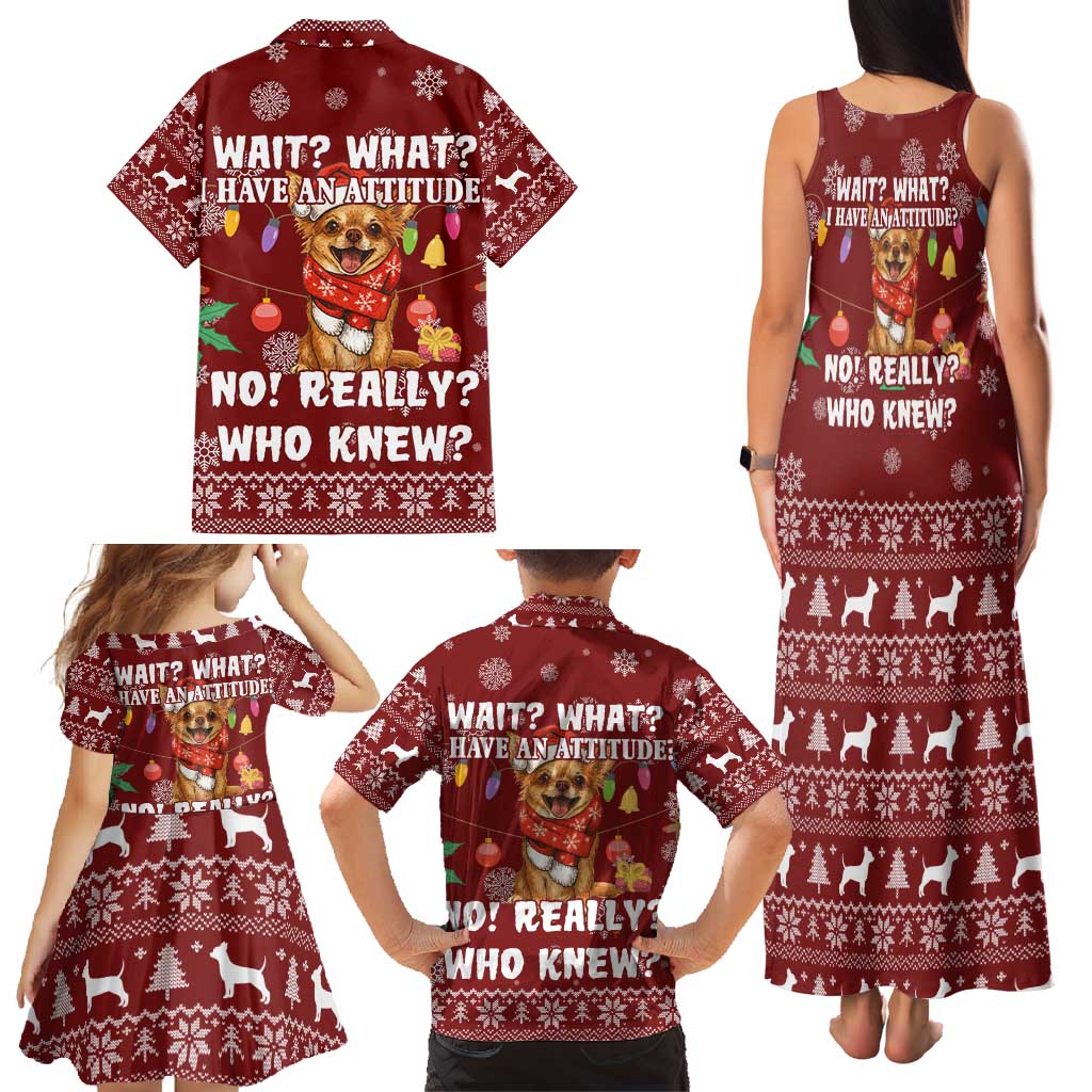 Chihuahua Attitude Christmas Family Matching Tank Maxi Dress and Hawaiian Shirt Xmas Holiday Patterns - Wonder Print Shop