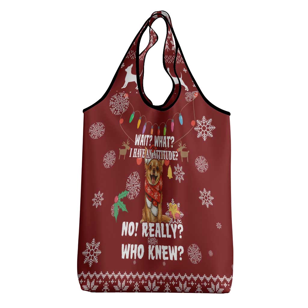 Chihuahua Attitude Christmas Grocery Bag Xmas Holiday Patterns - Wonder Print Shop