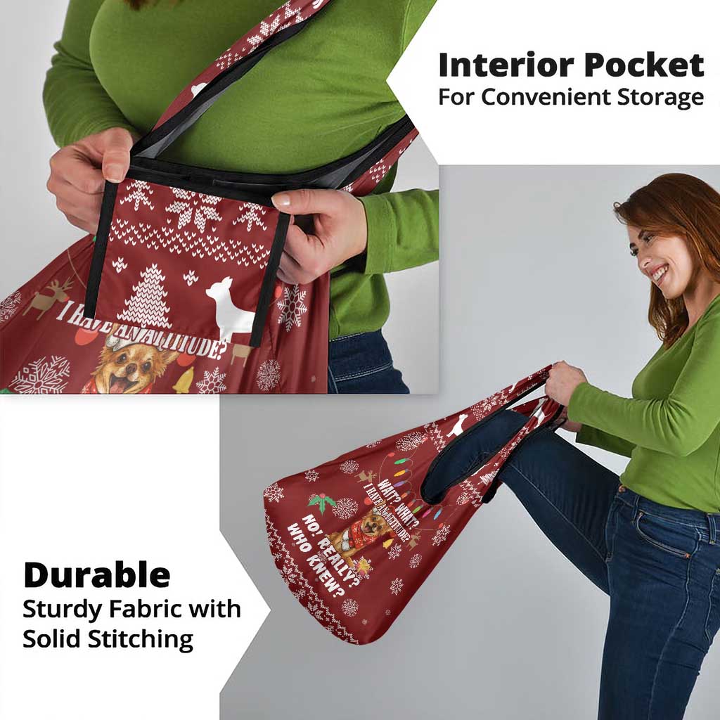 Chihuahua Attitude Christmas Grocery Bag Xmas Holiday Patterns - Wonder Print Shop