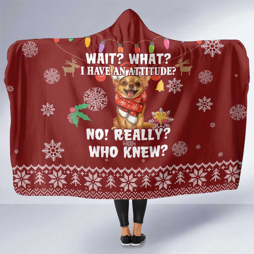 Chihuahua Attitude Christmas Hooded Blanket Xmas Holiday Patterns - Wonder Print Shop