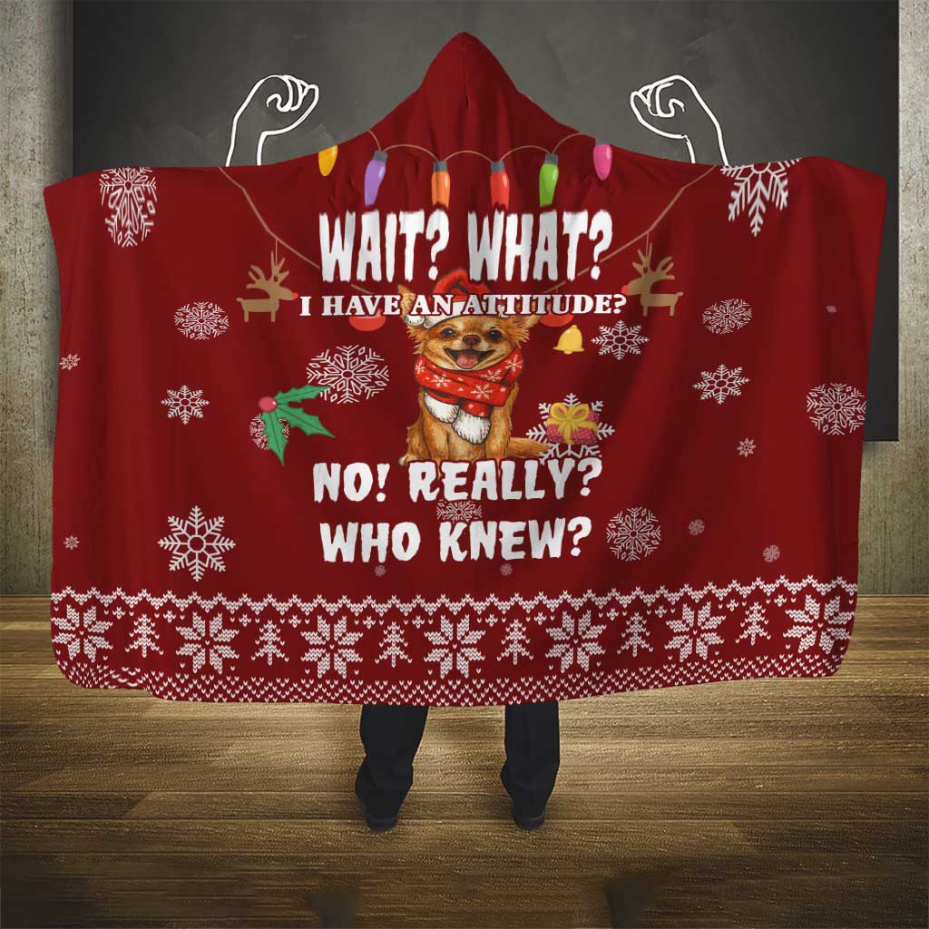 Chihuahua Attitude Christmas Hooded Blanket Xmas Holiday Patterns - Wonder Print Shop