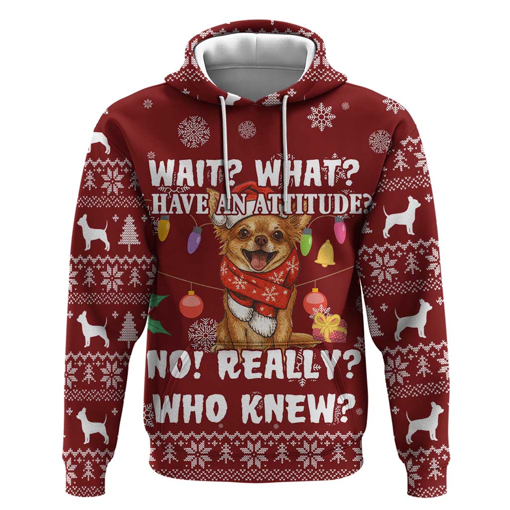 Chihuahua Attitude Christmas Hoodie Xmas Holiday Patterns - Wonder Print Shop