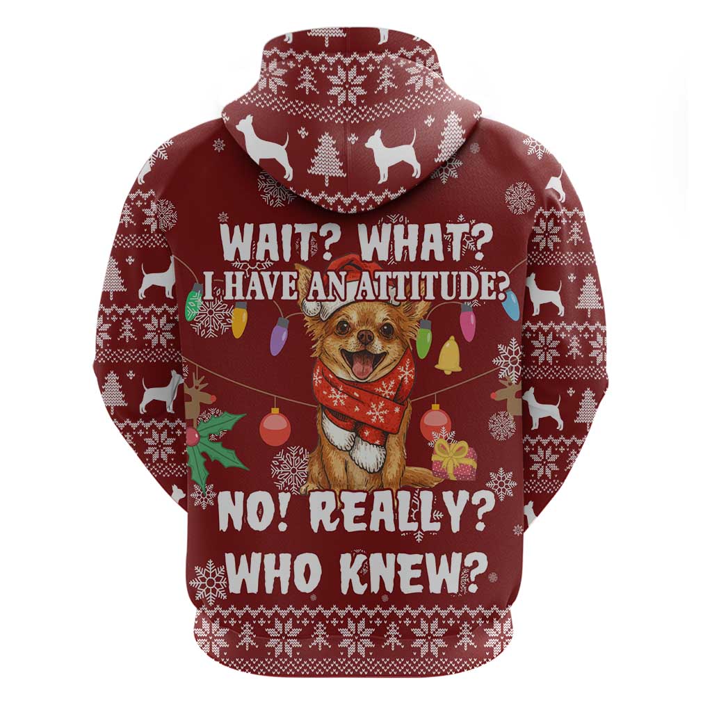 Chihuahua Attitude Christmas Hoodie Xmas Holiday Patterns - Wonder Print Shop