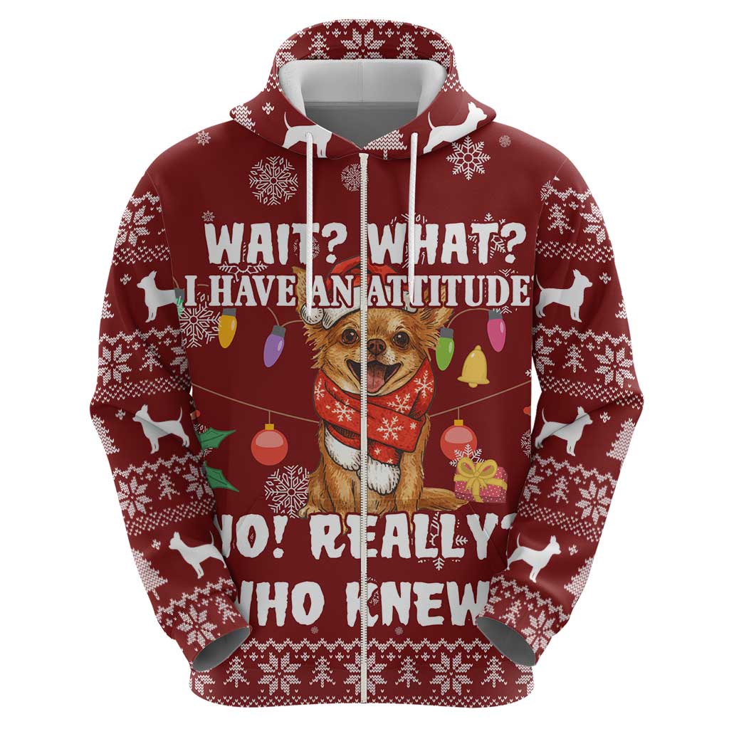 Chihuahua Attitude Christmas Hoodie Xmas Holiday Patterns - Wonder Print Shop