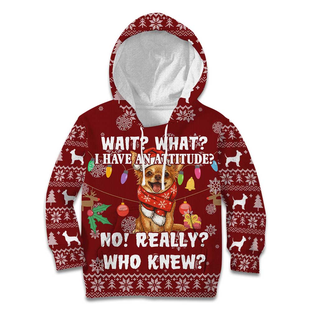 Chihuahua Attitude Christmas Kid Hoodie Xmas Holiday Patterns - Wonder Print Shop
