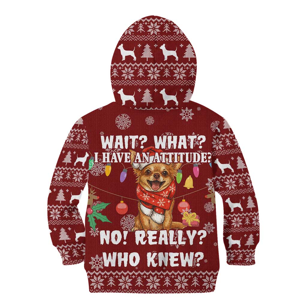 Chihuahua Attitude Christmas Kid Hoodie Xmas Holiday Patterns - Wonder Print Shop