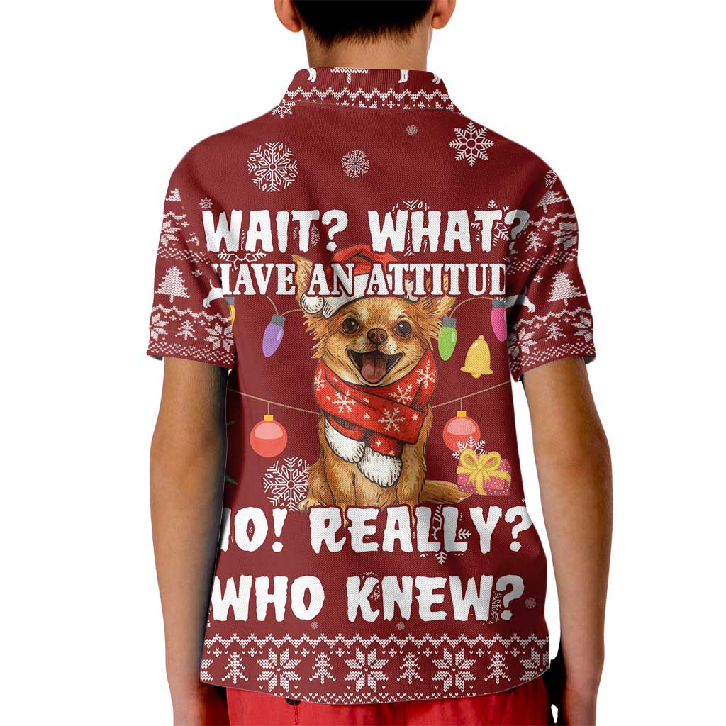 Chihuahua Attitude Christmas Kid Polo Shirt Xmas Holiday Patterns - Wonder Print Shop