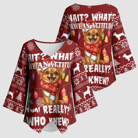 Chihuahua Attitude Christmas Kimono Sleeve Blouse Xmas Holiday Patterns - Wonder Print Shop
