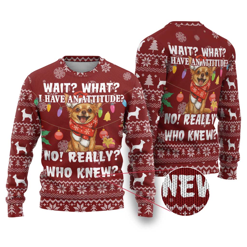 Chihuahua Attitude Christmas Ugly Christmas Sweater Xmas Holiday Patterns - Wonder Print Shop