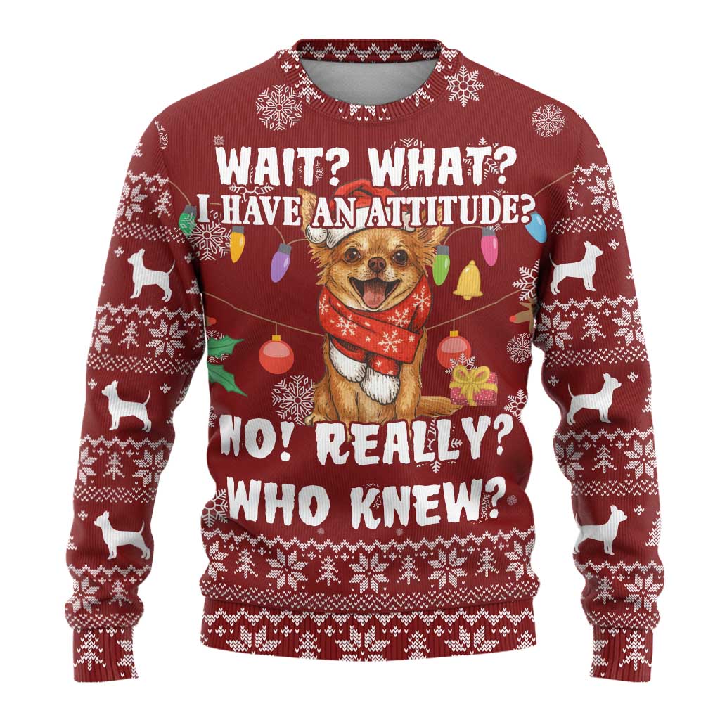 Chihuahua Attitude Christmas Ugly Christmas Sweater Xmas Holiday Patterns - Wonder Print Shop