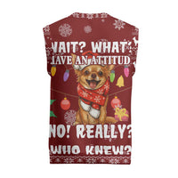 Chihuahua Attitude Christmas Knitted V-Neck Vest Xmas Holiday Patterns - Wonder Print Shop