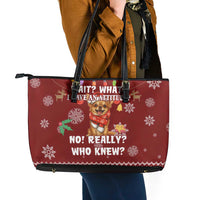 Chihuahua Attitude Christmas Leather Tote Bag Xmas Holiday Patterns - Wonder Print Shop