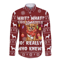 Chihuahua Attitude Christmas Long Sleeve Button Shirt Xmas Holiday Patterns - Wonder Print Shop
