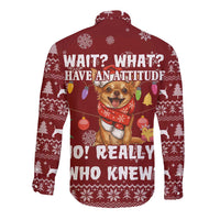 Chihuahua Attitude Christmas Long Sleeve Button Shirt Xmas Holiday Patterns - Wonder Print Shop