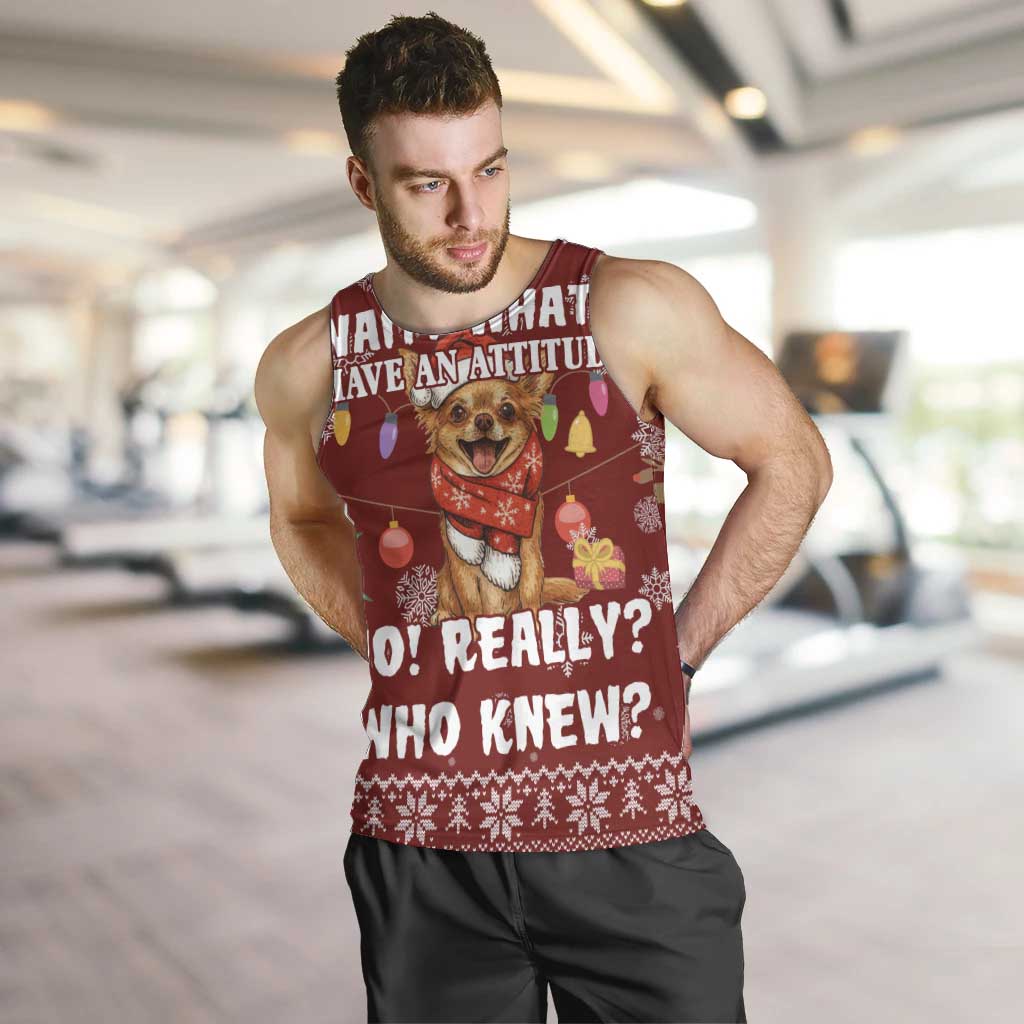 Chihuahua Attitude Christmas Men Tank Top Xmas Holiday Patterns - Wonder Print Shop