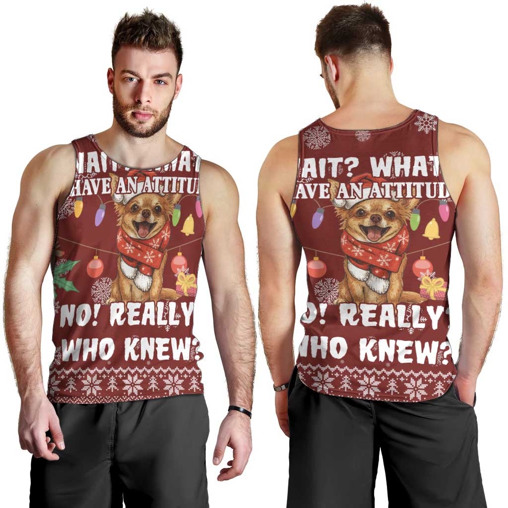 Chihuahua Attitude Christmas Men Tank Top Xmas Holiday Patterns - Wonder Print Shop