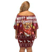 Chihuahua Attitude Christmas Off Shoulder Short Dress Xmas Holiday Patterns - Wonder Print Shop