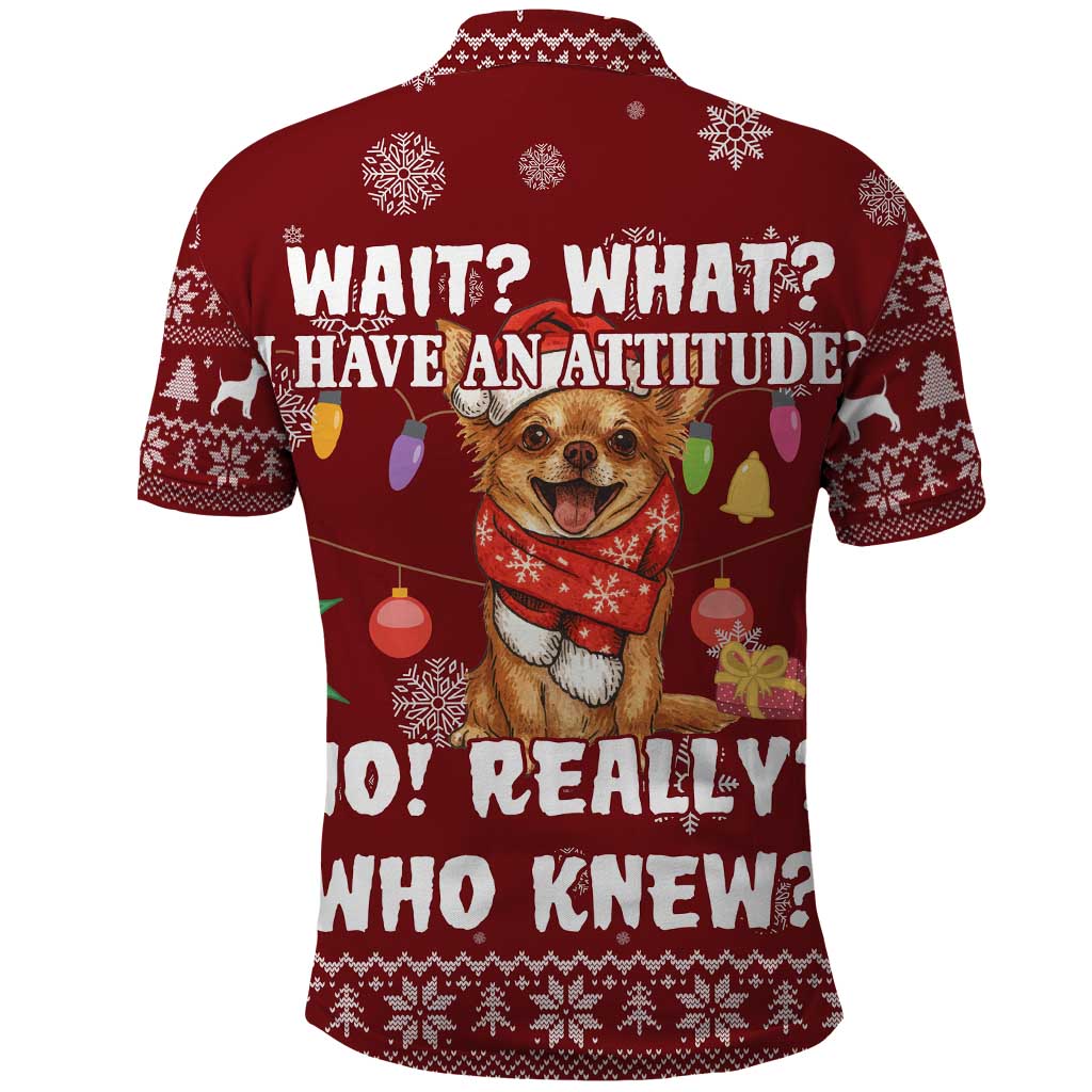 Chihuahua Attitude Christmas Polo Shirt Xmas Holiday Patterns - Wonder Print Shop