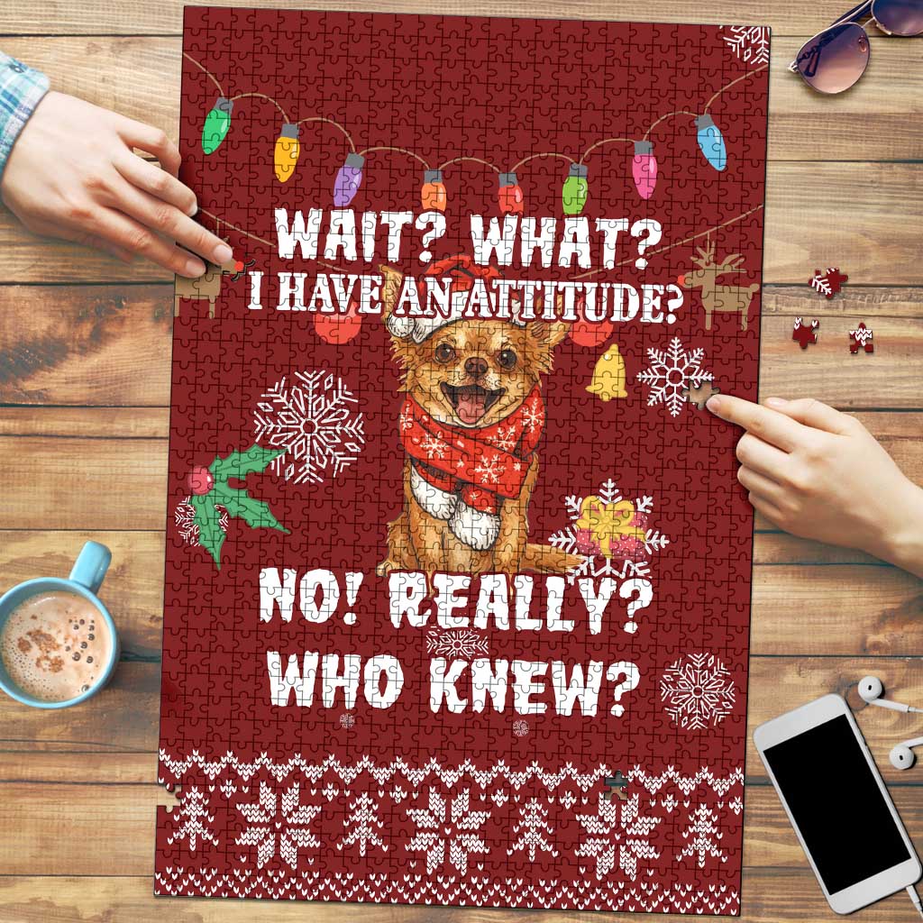 Chihuahua Attitude Christmas Puzzle Xmas Holiday Patterns - Wonder Print Shop