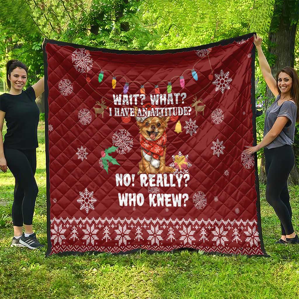 Chihuahua Attitude Christmas Quilt Xmas Holiday Patterns - Wonder Print Shop