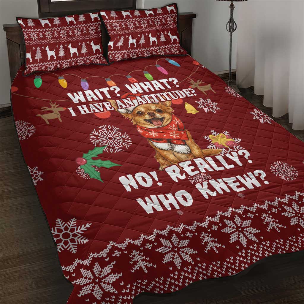Chihuahua Attitude Christmas Quilt Bed Set Xmas Holiday Patterns - Wonder Print Shop