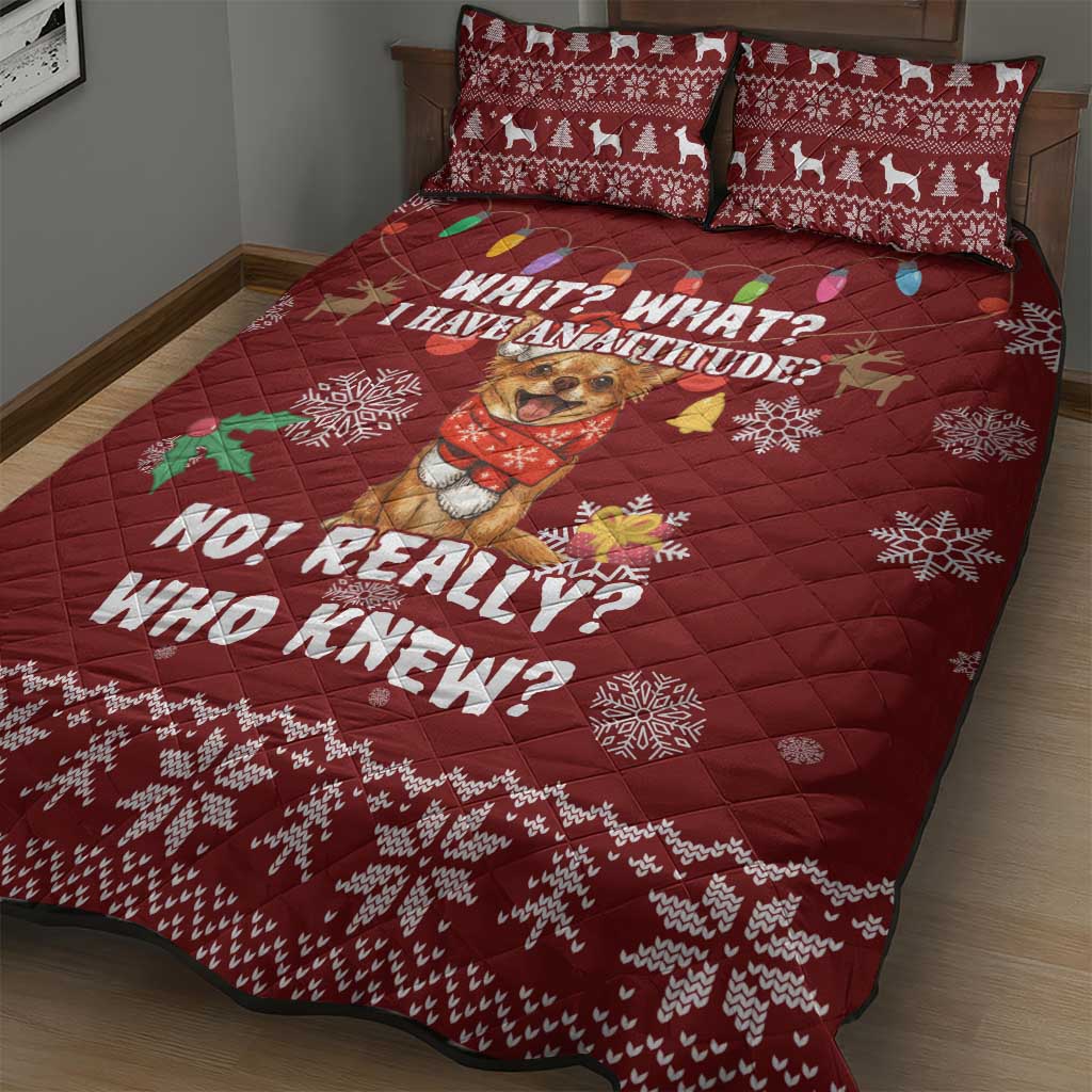 Chihuahua Attitude Christmas Quilt Bed Set Xmas Holiday Patterns - Wonder Print Shop