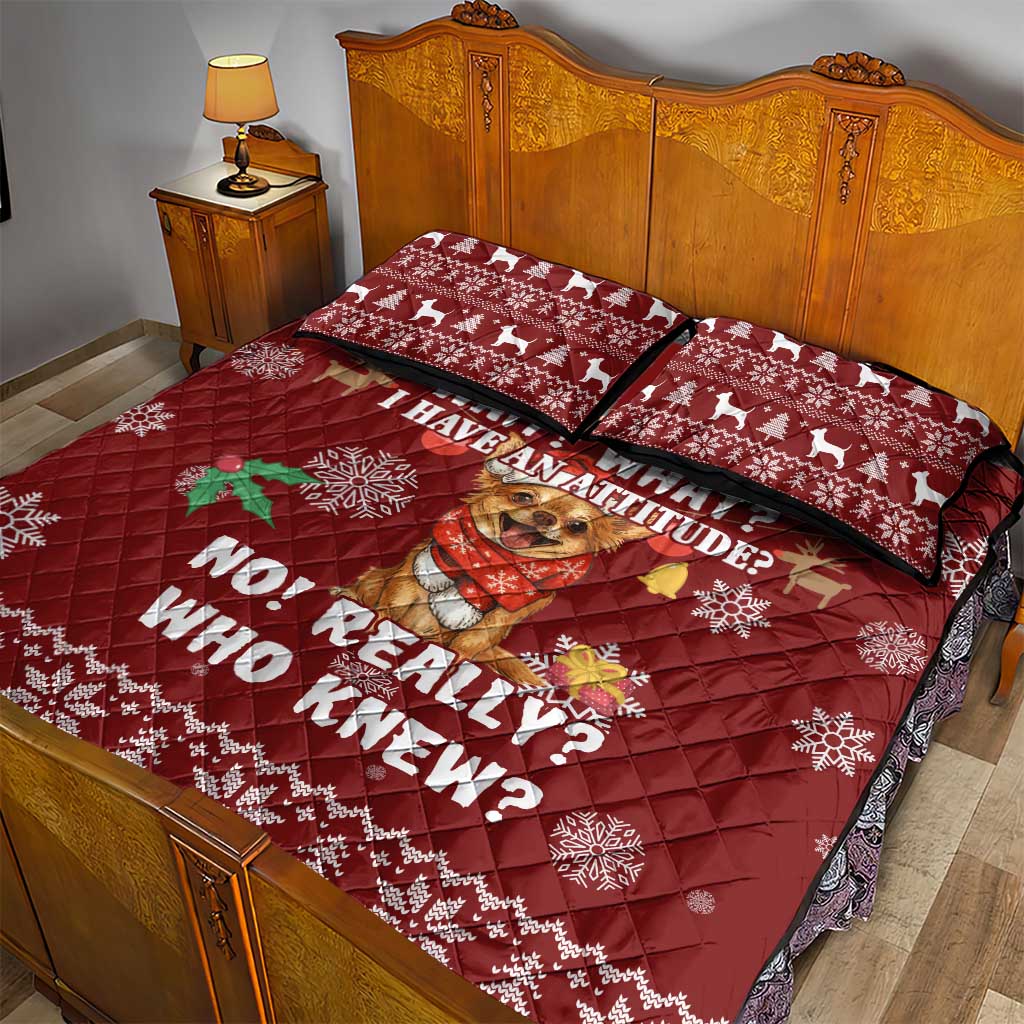 Chihuahua Attitude Christmas Quilt Bed Set Xmas Holiday Patterns - Wonder Print Shop