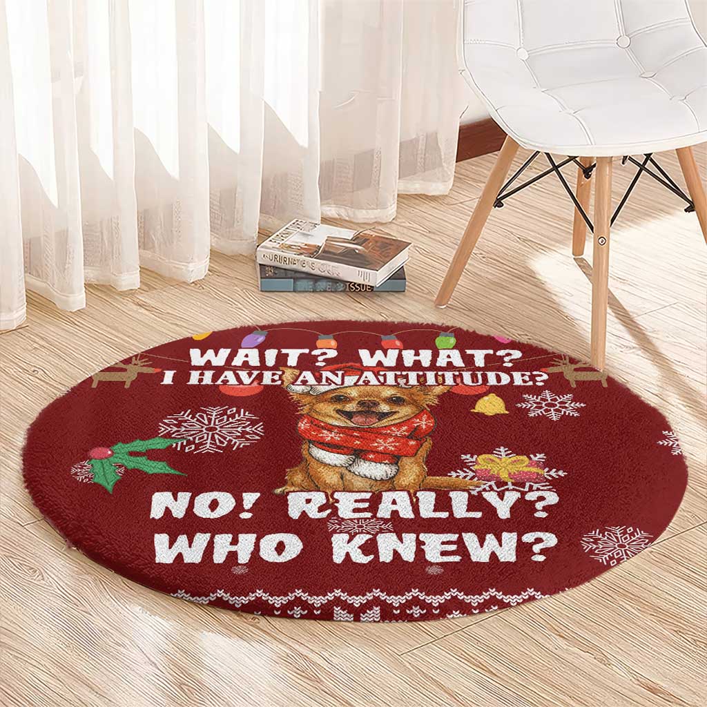 Chihuahua Attitude Christmas Round Carpet Xmas Holiday Patterns - Wonder Print Shop