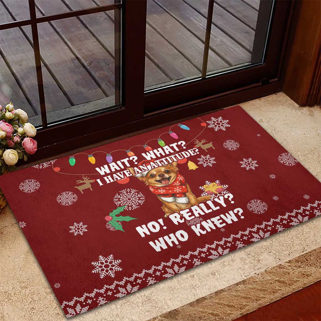 Chihuahua Attitude Christmas Rubber Doormat Xmas Holiday Patterns - Wonder Print Shop