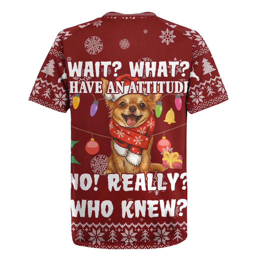 Chihuahua Attitude Christmas Rugby Jersey Xmas Holiday Patterns - Wonder Print Shop
