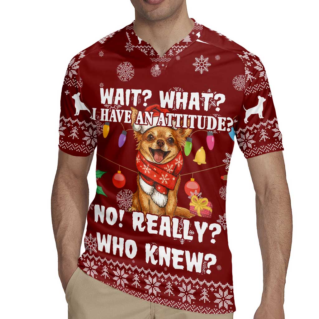 Chihuahua Attitude Christmas Rugby Jersey Xmas Holiday Patterns - Wonder Print Shop