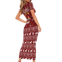 Chihuahua Attitude Christmas Short Sleeve Bodycon Dress Xmas Holiday Patterns - Wonder Print Shop