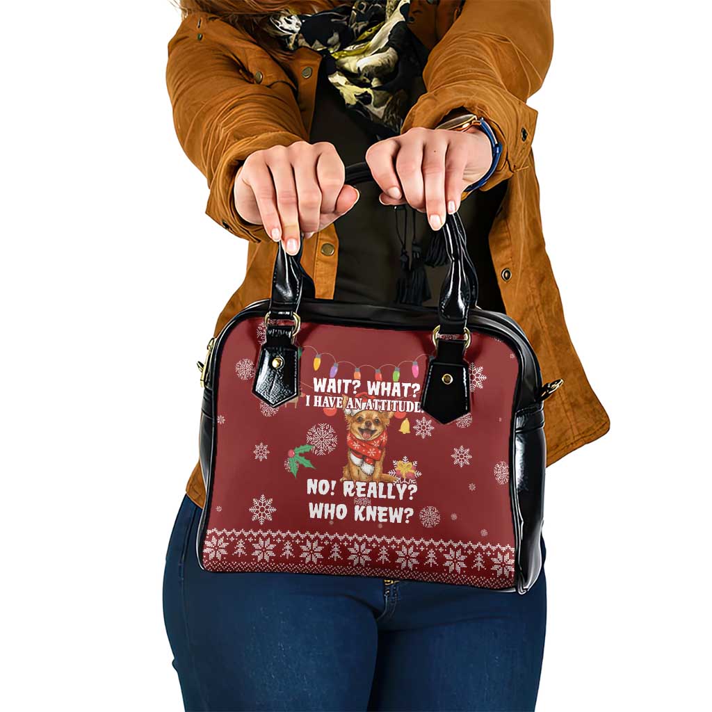 Chihuahua Attitude Christmas Shoulder Handbag Xmas Holiday Patterns - Wonder Print Shop
